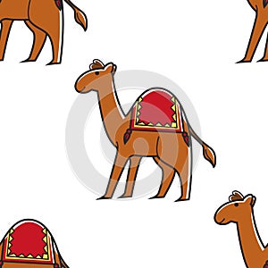 Camel animal seamless pattern Egyptian symbol desert