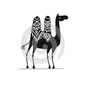 Camel black silhouette, sketch for your design
