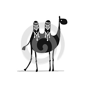 Camel black silhouette, sketch for your design