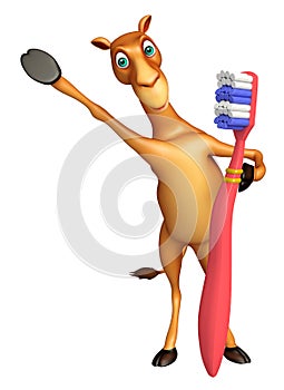 Camel cartoon character with tooth brush