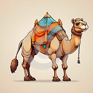 Camel in cartoon style. Cute Camel isolated on white background. Watercolor drawing, hand-drawn Camel in watercolor. For children