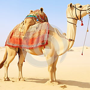 Camel in desert. AI image