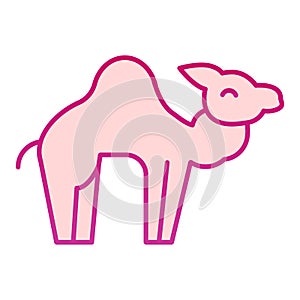 Camel flat icon. Desert caravan animal silhouette. Animals vector design concept, gradient style pictogram on white