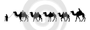 Camel Herder Silhouette illustration. Camel Caravan Silhouette