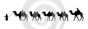 Camel Herder Silhouette illustration. Camel Caravan Silhouette