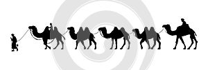 Camel Herder Silhouette illustration. Camel Caravan Silhouette