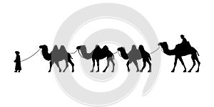 Camel Herder Silhouette illustration. Camel Caravan Silhouette