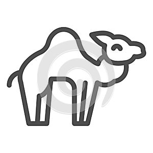 Camel line icon. Desert caravan animal silhouette. Animals vector design concept, outline style pictogram on white