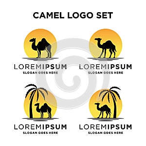 Camel logo design template vintage camel vector illustration