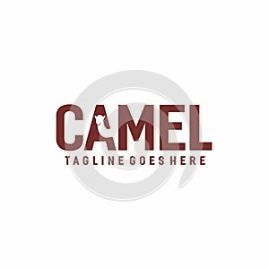 camel logo or typography logo vector template for animal logo
