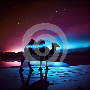 Camel at Northern Lights, Mystical Glow