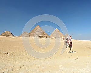 Camel ride by Giza pyramids