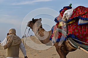 Camel ride in sam desert.