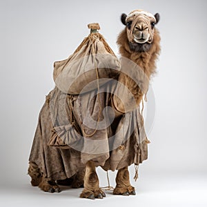 Camel In Traditional Bavarian Clothing With Potato Sack