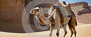Camel Trekking Through Desert