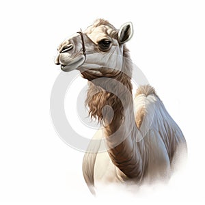 Camel On White Background: Magali Villeneuve Style Uhd Painted Illustration