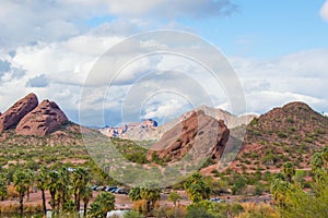 Camelback Mountain seen from Papago Park Phoenix Arizona