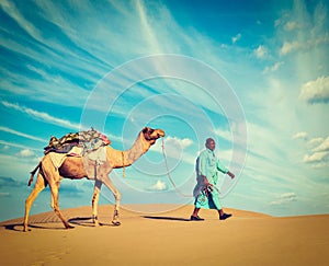 Cameleer camel driver . Rajasthan, India