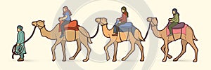 Cameleer with camels cartoon graphic