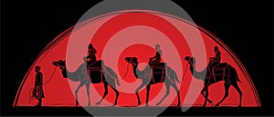 Cameleer with camels cartoon graphic