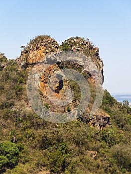 Camelo rock mountain detail in a sunny day