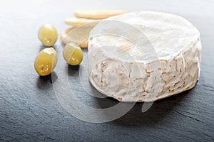 Camembert with olives and crackers