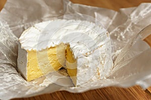 Camembert on a wooden board