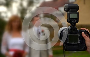 En acción de acuerdo a boda fotografía 