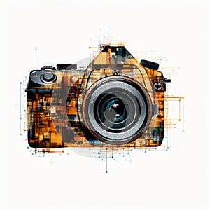 Camera Algorithmic Art On White Background