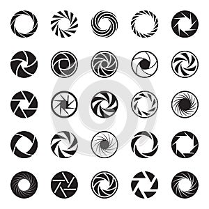 Camera Aperture icons. Shutter icons