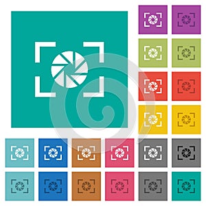 Camera aperture setting square flat multi colored icons