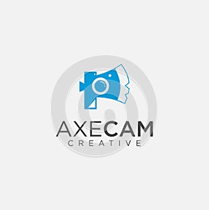 Camera Axe photography logo Design Template . Camera Hatchet photography logo Design Template .