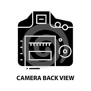 camera back view icon, black vector sign with editable strokes, concept illustration