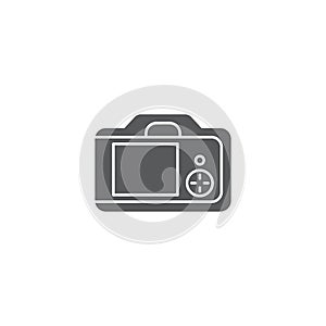 Camera back with viewfinder screen vector icon symbol isolated on white background