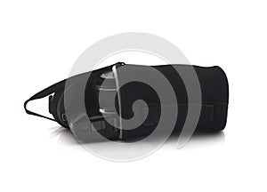 Camera bag black on white background.