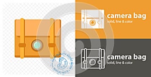 Camera bag illustration. flat line icon