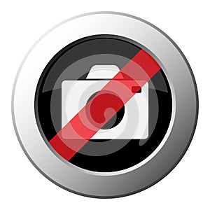 Camera - ban round metal button, white icon
