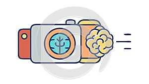 Camera and Brain Thinking Concept Icon, vector design Generative AI