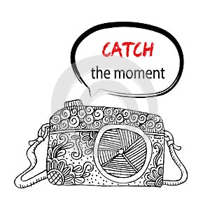 Camera with Catch the moment lettering