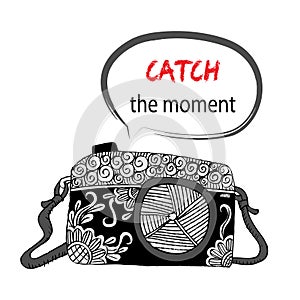 Camera with Catch the moment lettering