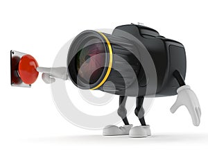 Camera character pushing a button