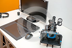 Camera, computer and tablet for video editing