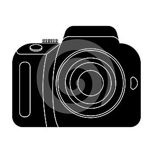 Camera detective. Camera, for shooting the scene, and to commit murder.Detective single icon in blake style vector