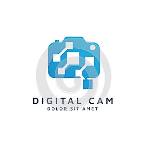 Camera and digital negative space logo design