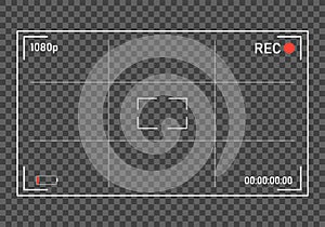 Camera display on transparent background, vector illustration