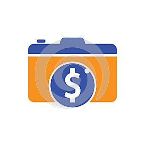 Camera dollar logo design icon.