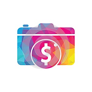Camera dollar logo design icon.