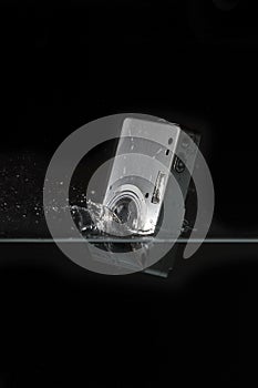 Camera dropped into water.