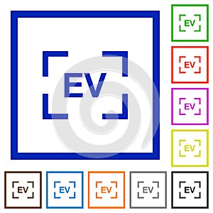 Camera exposure value setting flat framed icons