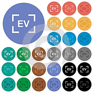 Camera exposure value setting round flat multi colored icons